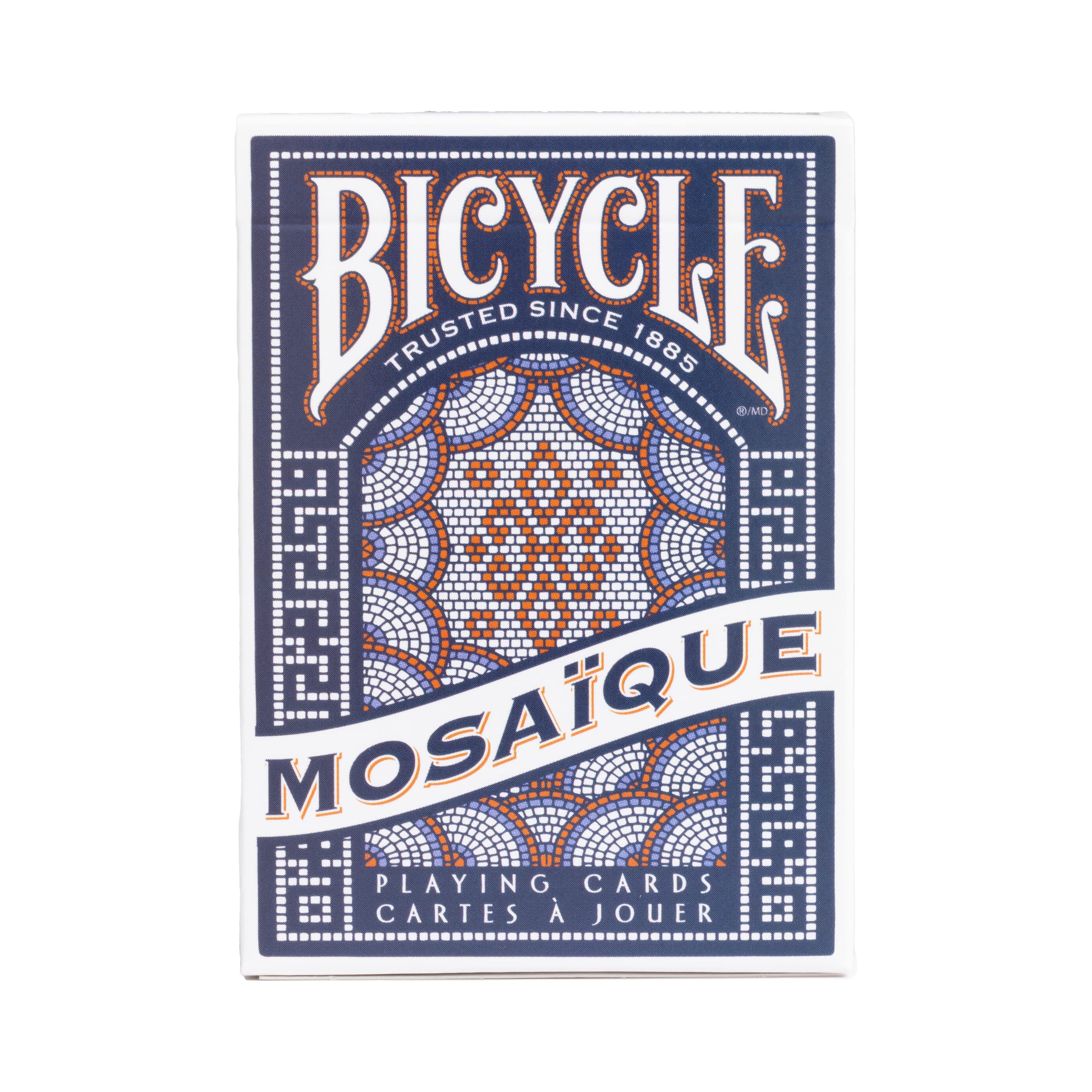 Bicycle Mosaique deck with recolored court cards adds visual variety for performances.