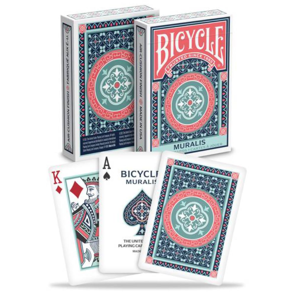 Bicycle Muralis deck displayed on a coffee table showcasing premium craftsmanship