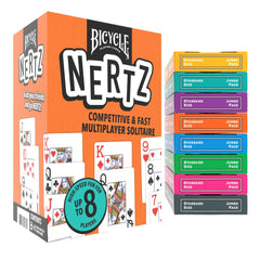 Bicycle Nertz card game multiplayer setup with vibrant decks for fast rounds.