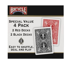 Bicycle playing cards red and black backs help organize games.