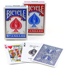 Bicycle Poker Size two-deck pack displays the included red and blue decks for shared play.