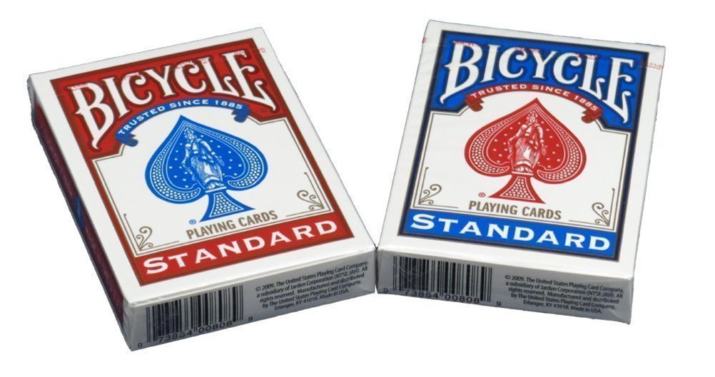 Bicycle Poker Size red deck front view, ideal for home games and fast shuffles.