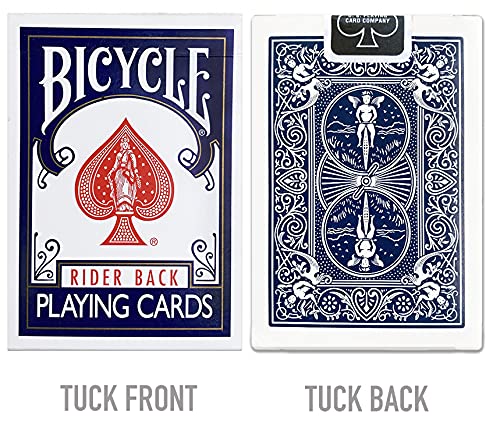 Table setup showing Bicycle Rider Back cards during a casual game.