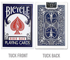 Table setup showing Bicycle Rider Back cards during a casual game.
