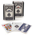 Bicycle Prestige plastic cards in red and blue offer durable, smooth gameplay for frequent shufflers