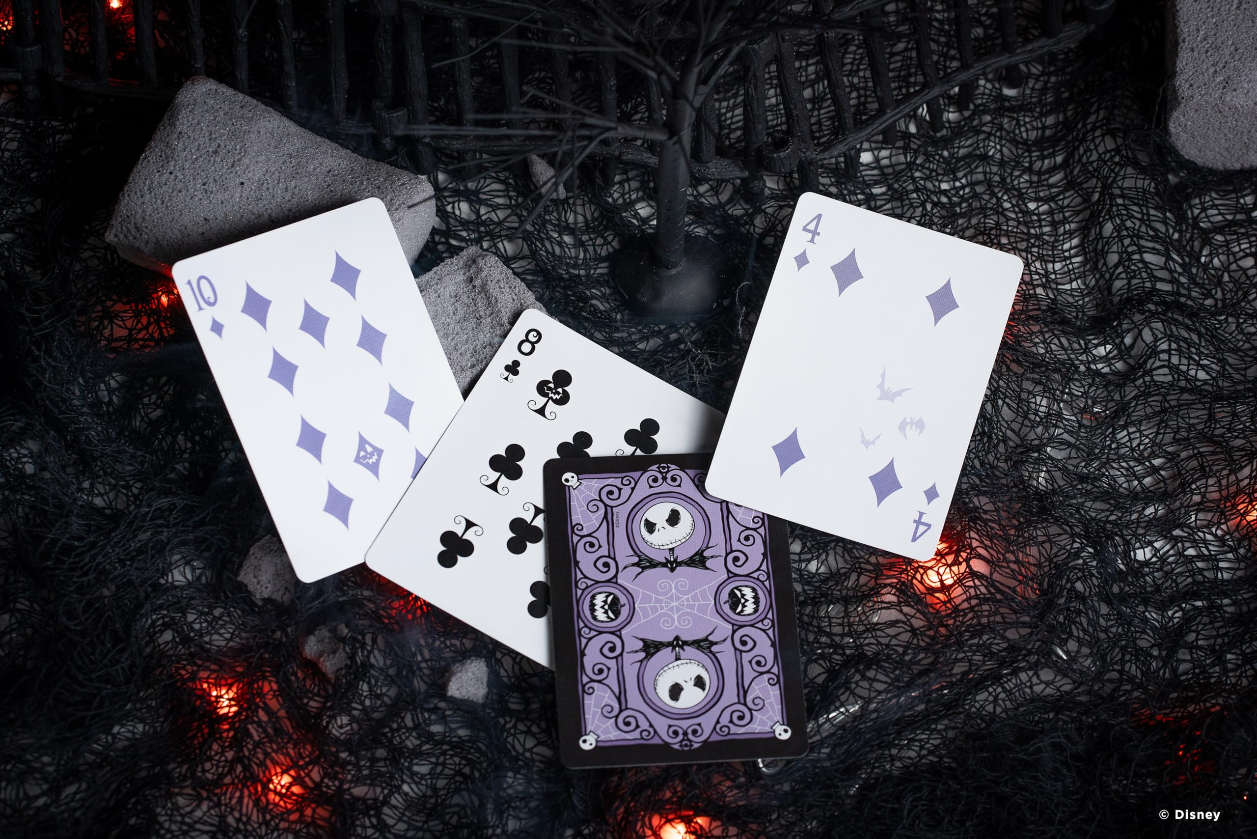 Bicycle Purple foil tuck accent adds spooky shine to the packaging.
