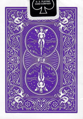 Bicycle Purple Rider Back card face shows vivid color for eye-catching hands.