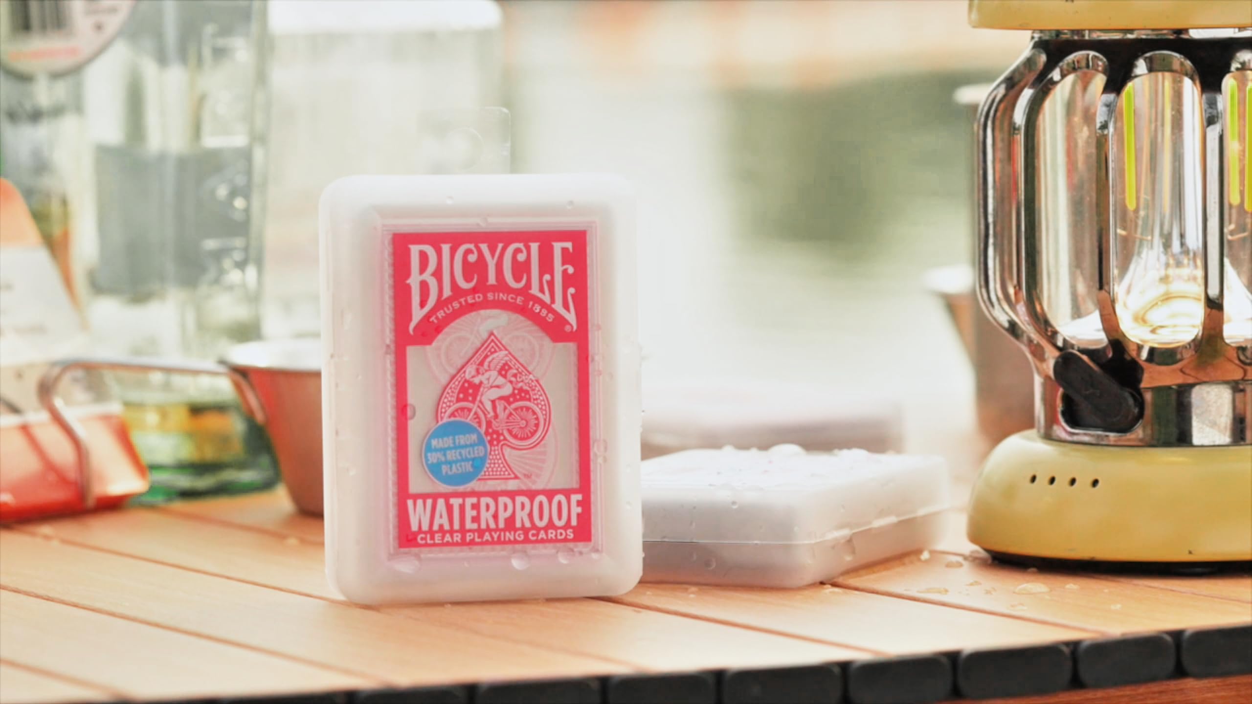 Bicycle Red deck shines with a glossy finish during gatherings.