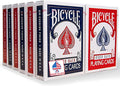 Bicycle Rider Back decks with red and blue backs for versatile family and tournament play.
