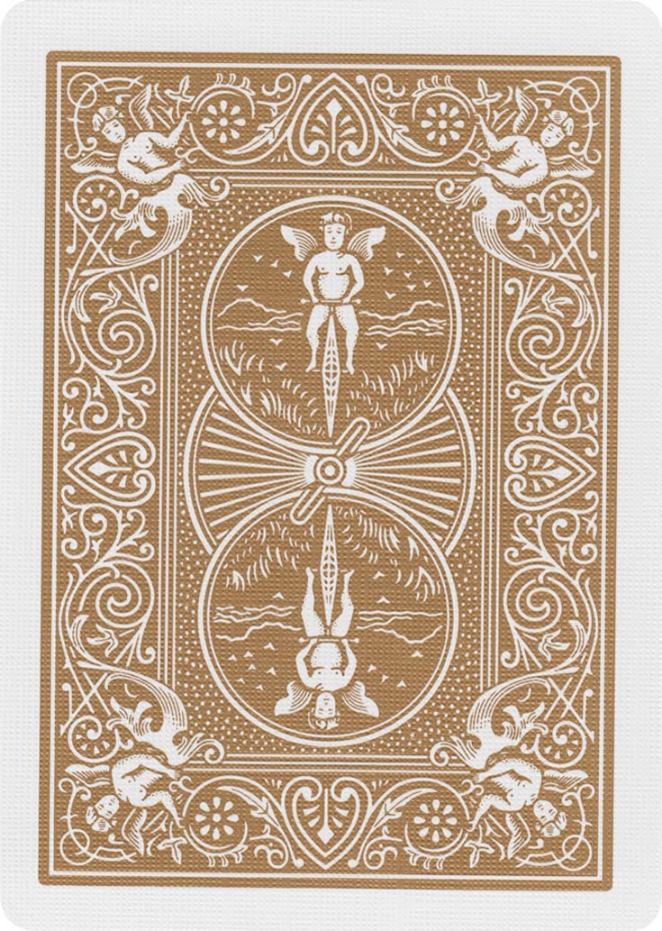 Bicycle Rider Back Gold Deck back view reveals the distinctive gold pattern inspiring smooth shuffles.