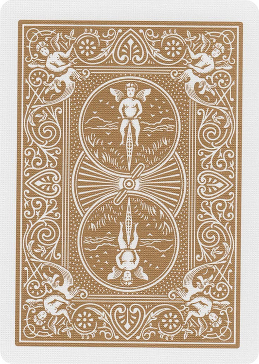 Bicycle Rider Back Gold Deck back view reveals the distinctive gold pattern inspiring smooth shuffles.