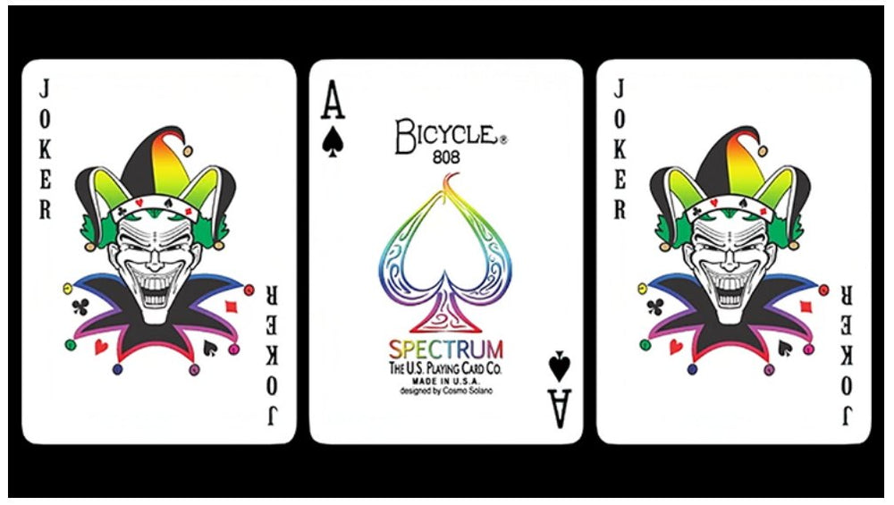 Bicycle Spectrum back designs offer visual variety for card routines and tricks.
