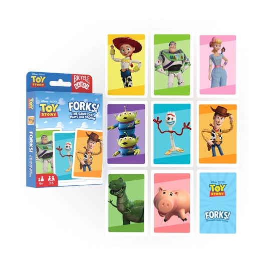 Bicycle Spoons Woody art photo showing vibrant character card for family fun and quick play
