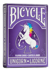 Bicycle Unicorn Playing Cards back design adds whimsical charm for game nights.