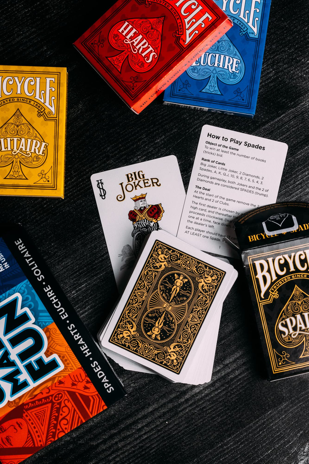 Bicycle USA-made FSC paper deck emphasizing sustainability and recyclability.