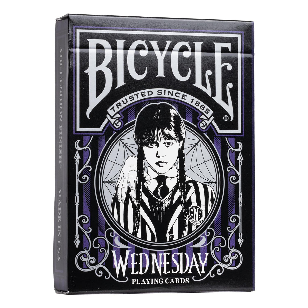 Bicycle Wednesday Addams playing cards deck box for dramatic game nights