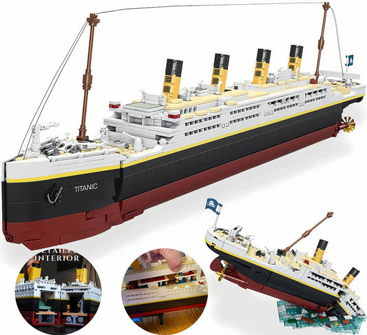 BIDIUTOY Titanic model kit assembled on a display stand for home or office decor