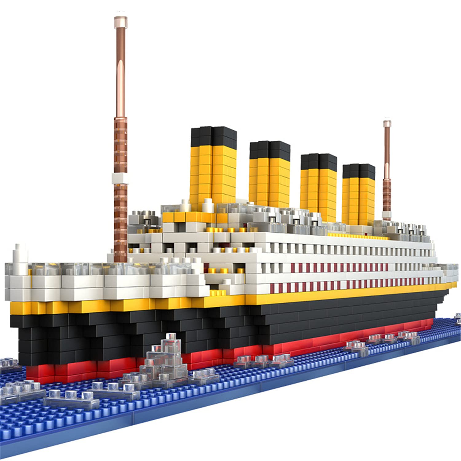 BIDIUTOY Titanic ship model blocks in progress for home display.