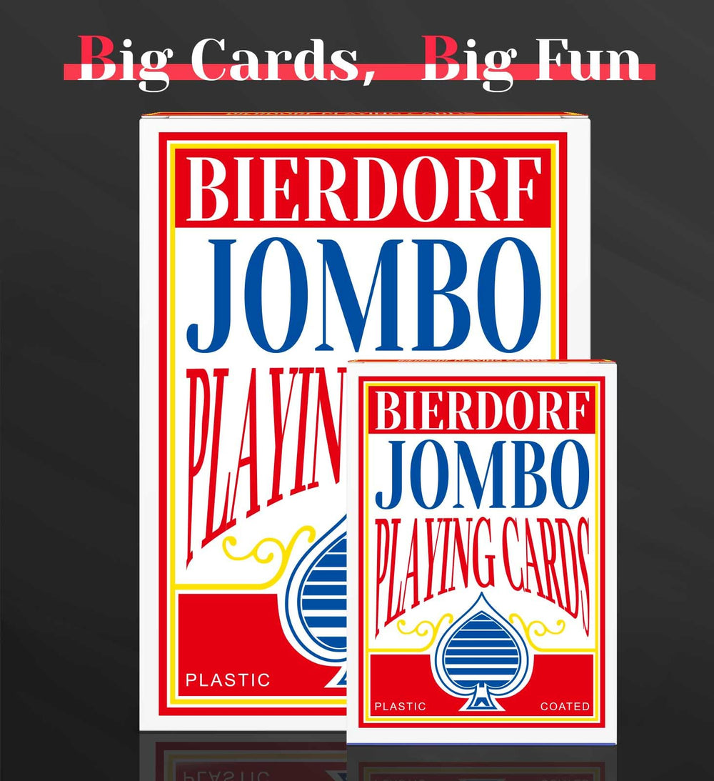 BIERDORF jumbo cards highlight readability with bold suits for quick recognition.
