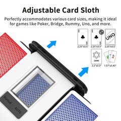 Adjustable card slot on BIFTU shuffler fits poker, Uno, and more