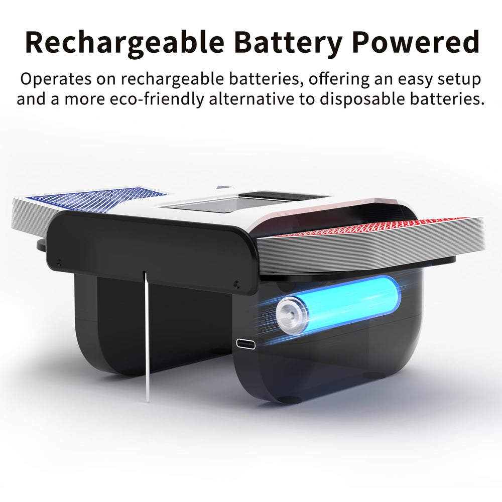 Rechargeable BIFTU shuffler powered by a long-lasting battery
