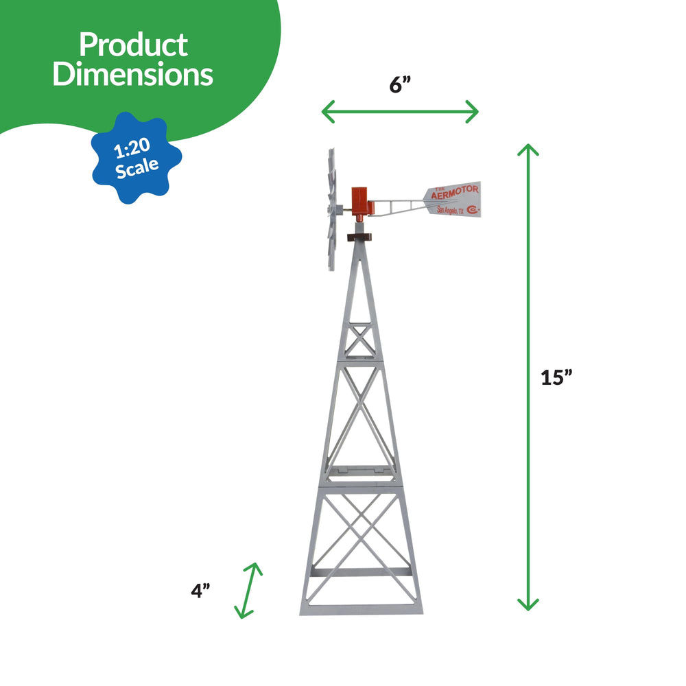 Big Country Toys Aermotor windmill in a diorama demonstrates 15-inch scale