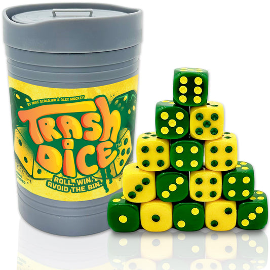 Big Discoveries Trash Dice with lid doubles as a tray for mess-free play.