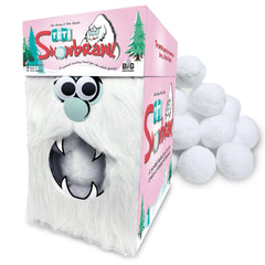 Big Discoveries Yeti Snowbrawl box front showing 40 snow balls for quick setup.