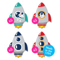 Big Dot of Happiness blast-off rocket ship cutouts, 20 pieces, ideal for DIY decor.