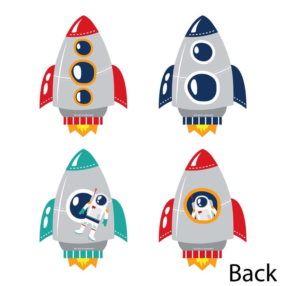 Big Dot of Happiness double-sided rocket cutouts enhance visibility from all angles.