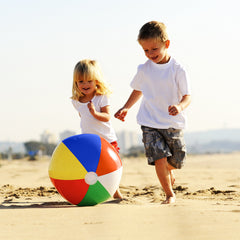 Group shot of Big Mo's Toys 12-pack rainbow beach balls.