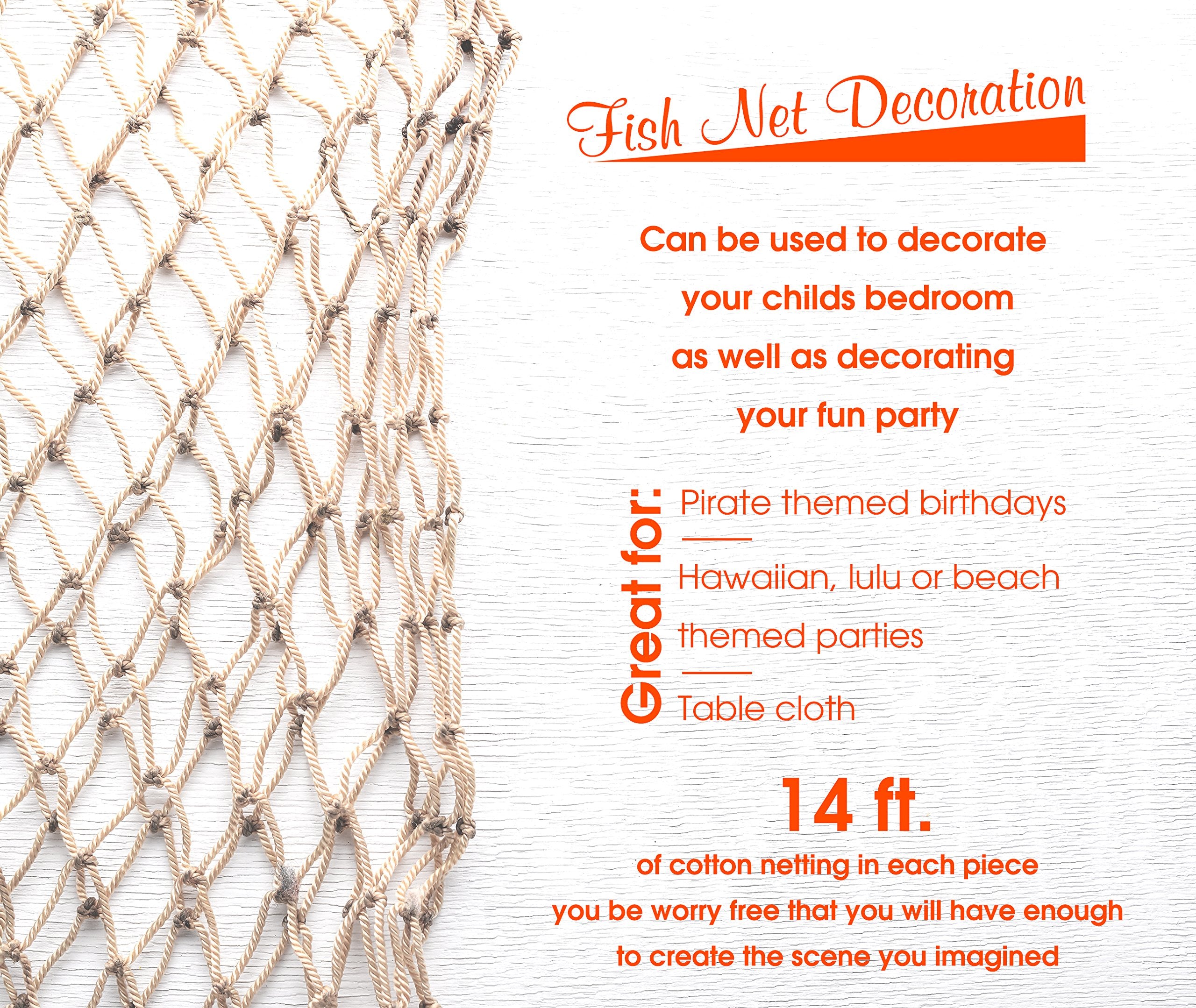 Big Mo's Toys cotton fish net wall decor creates nautical vibes for any nautical-themed event.
