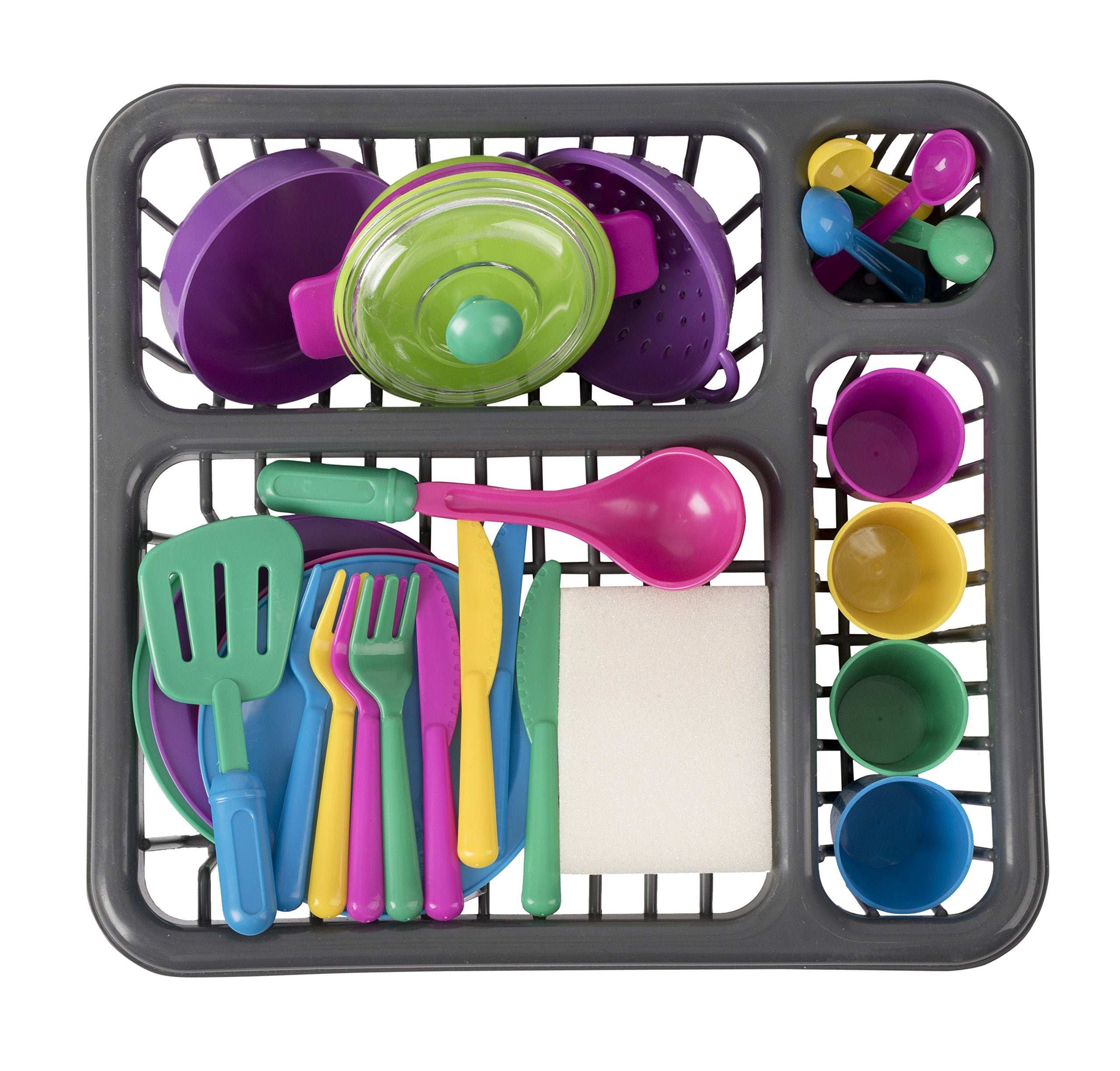 Big Mo’s Toys drainer dish helps organize pretend kitchen cleanup