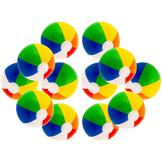 Big Mo's Toys rainbow 12-inch beach ball inflated for beach fun.