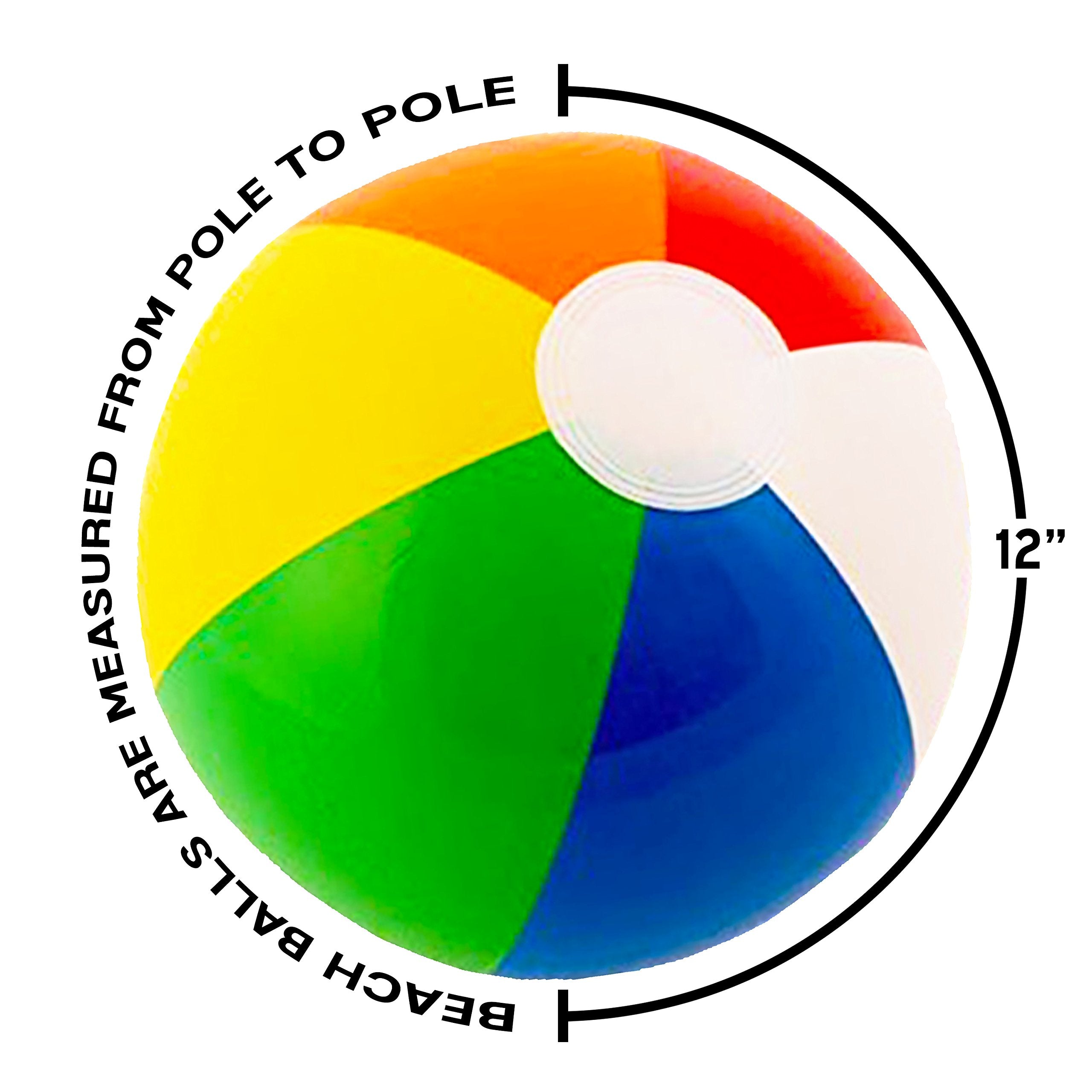 Rainbow beach ball floating in pool for water play.