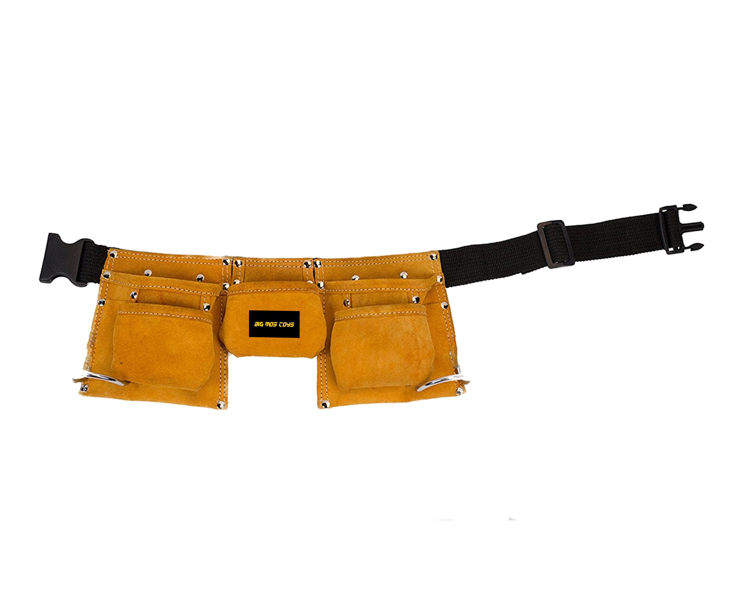 Big Mo's Toys Tool Belt adjustable strap showing size range for growing kids