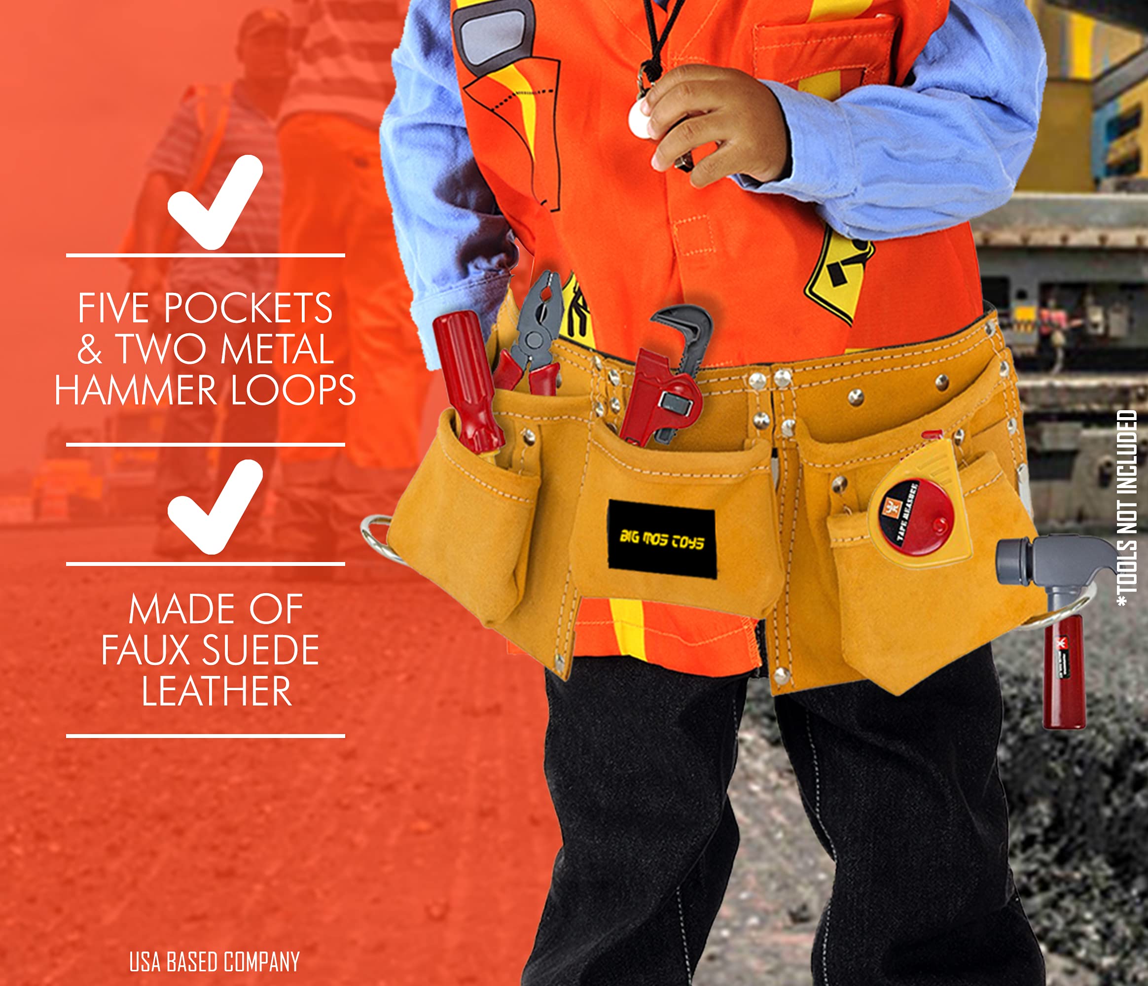 Big Mo's Toys Tool Belt reinforced stitching and rivets for durability