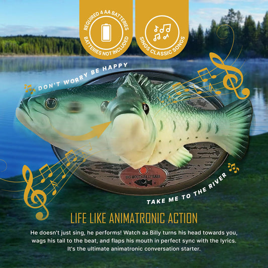 Billy Bass wagging tail and mouth movement synced to classic songs.