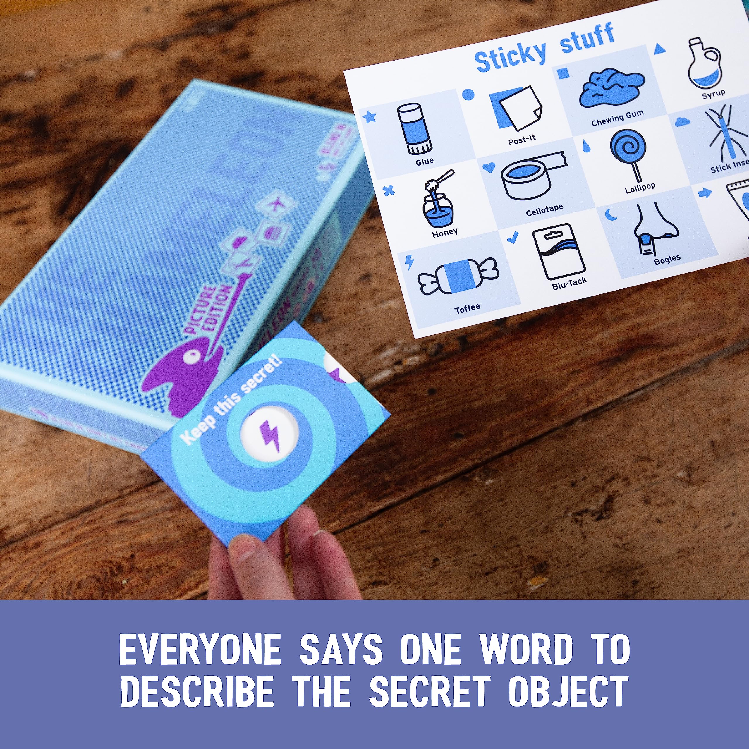 Hidden chameleon identity revealed with envelopes during play.