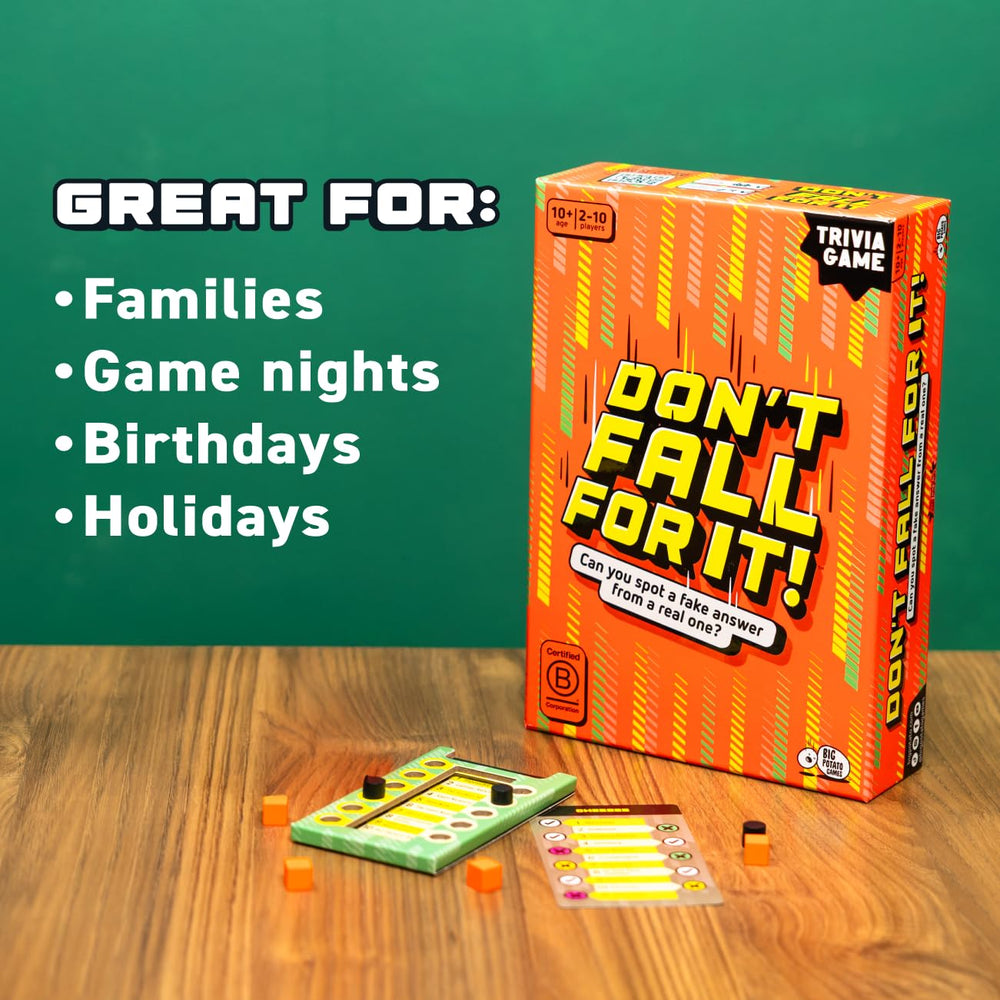 Big Potato Don't Fall for It game-night setup invites shared laughs.