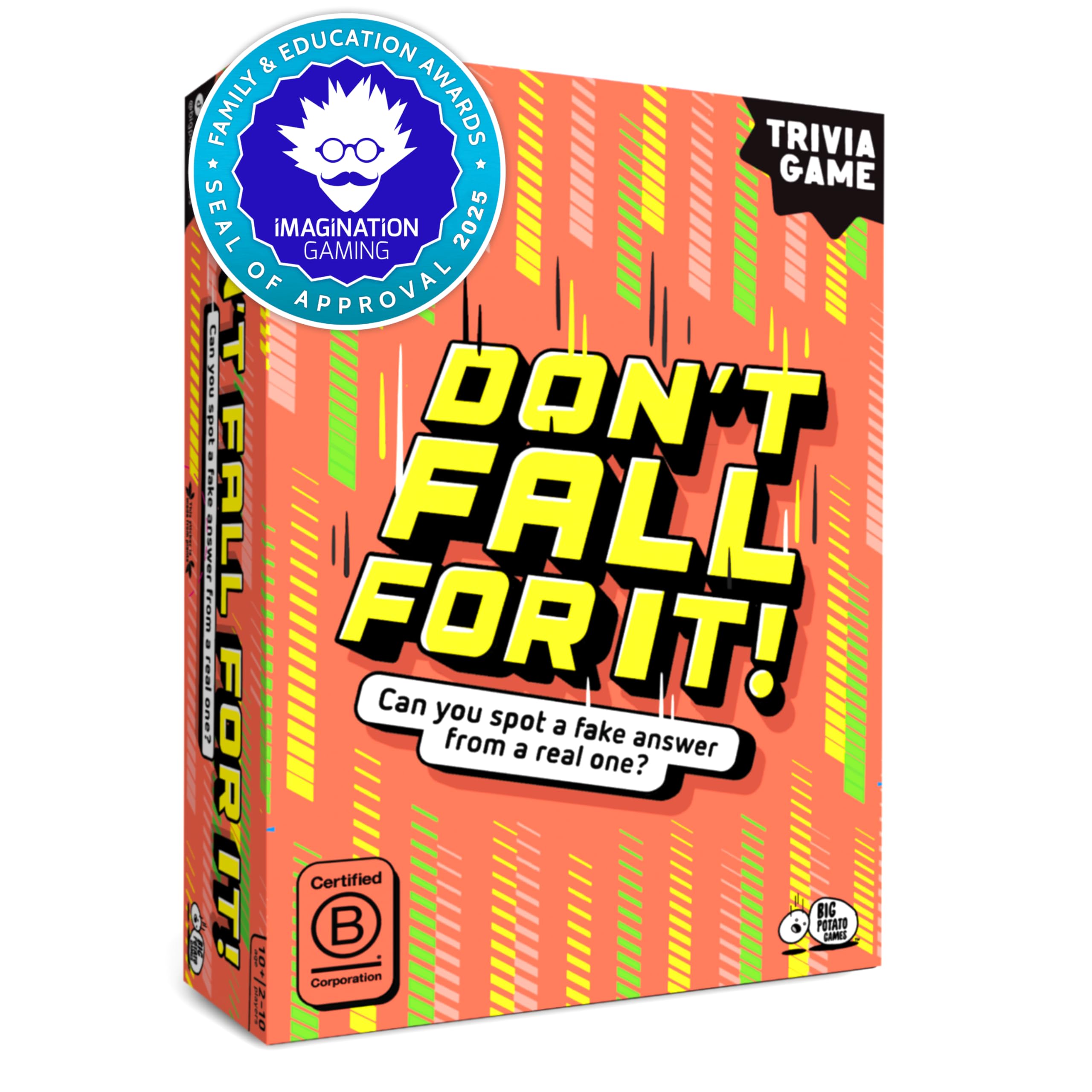 Big Potato Don't Fall for It tower setup creates suspenseful family game nights.