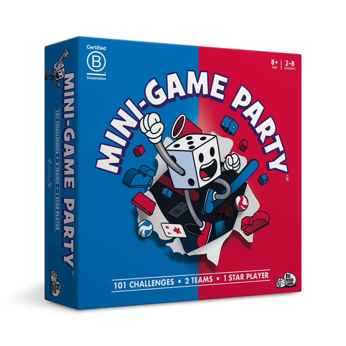 Big Potato Mini Game Party box cover for compact family fun with 2-8 players.