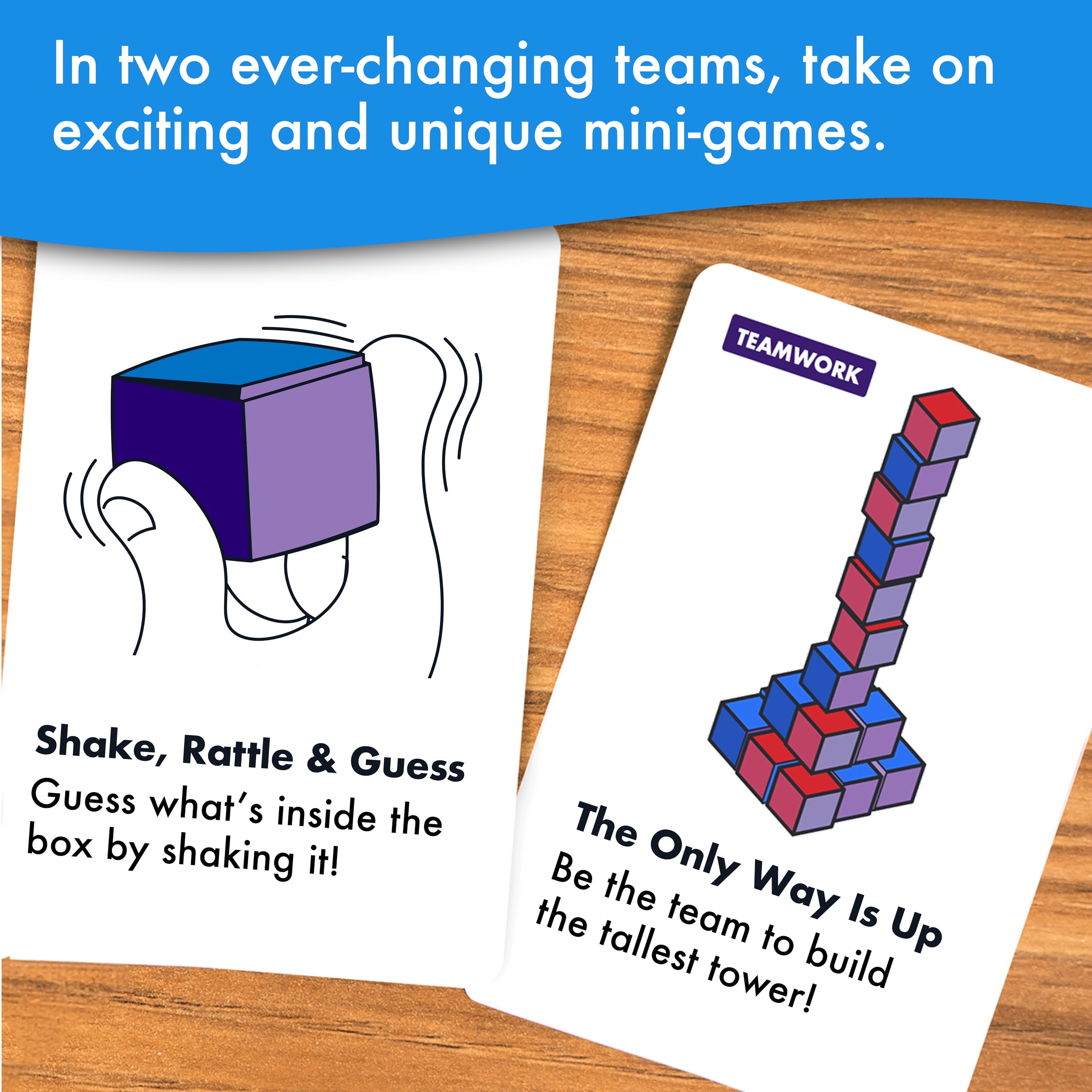 Big Potato Mini Game Party rotating teams ensure inclusive play for all players.