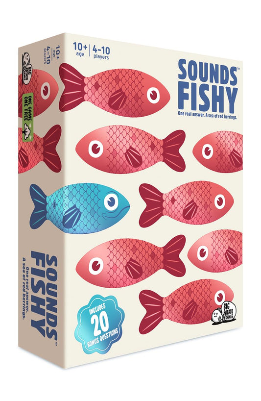 Big Potato Sounds Fishy board game setup for a family game night.