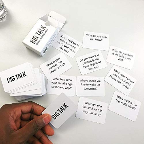 Big Talk Conversation Starters Closeup-cards focuses on card details and quality.