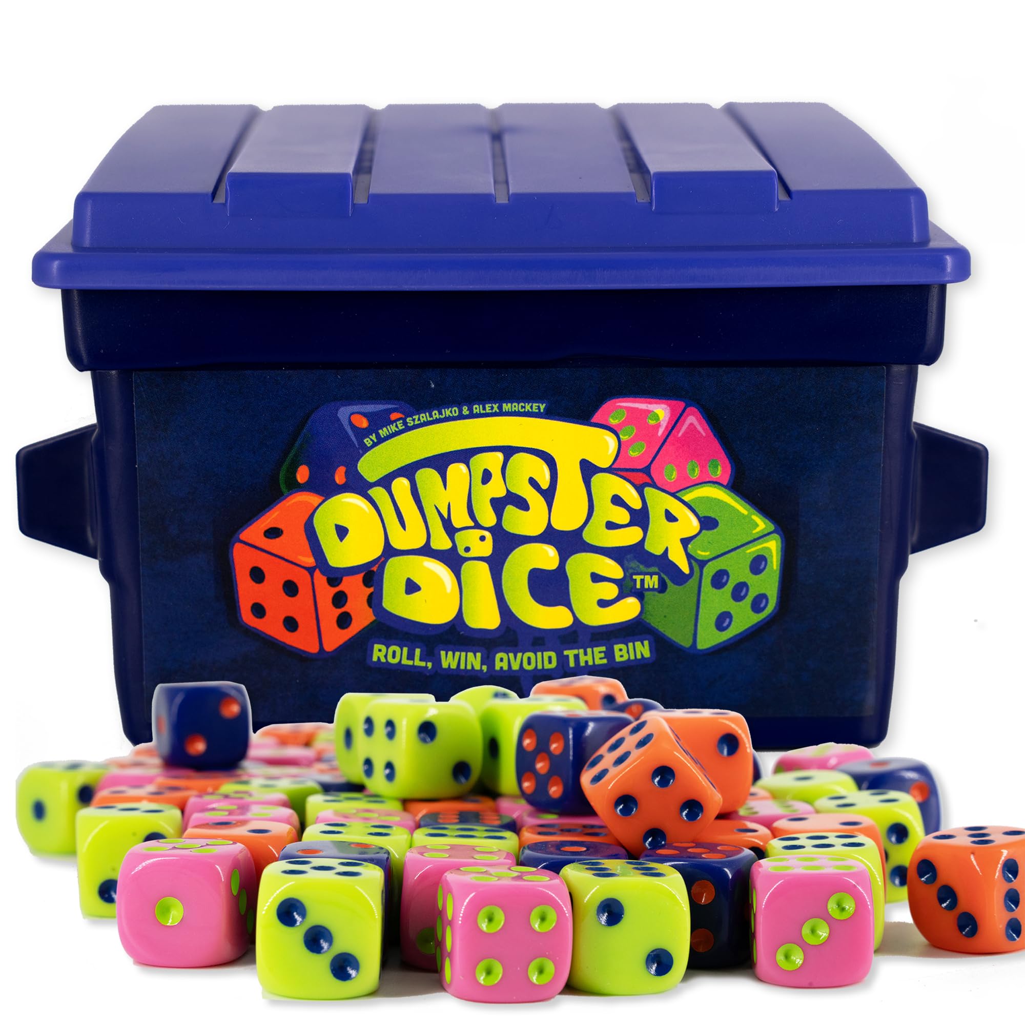 Big Discoveries Dumpster Dice with the complete 80-die set ready for family play nights.