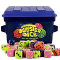 Big Discoveries Dumpster Dice with the complete 80-die set ready for family play nights.