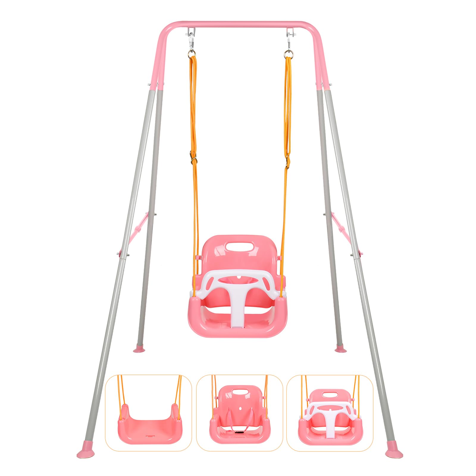 Bighaki808 3-in-1 Toddler Swing Seat in pink, supports active play and balance