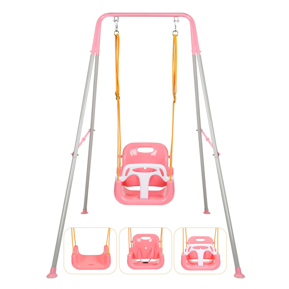 Bighaki808 3-in-1 Toddler Swing Seat in pink, supports active play and balance