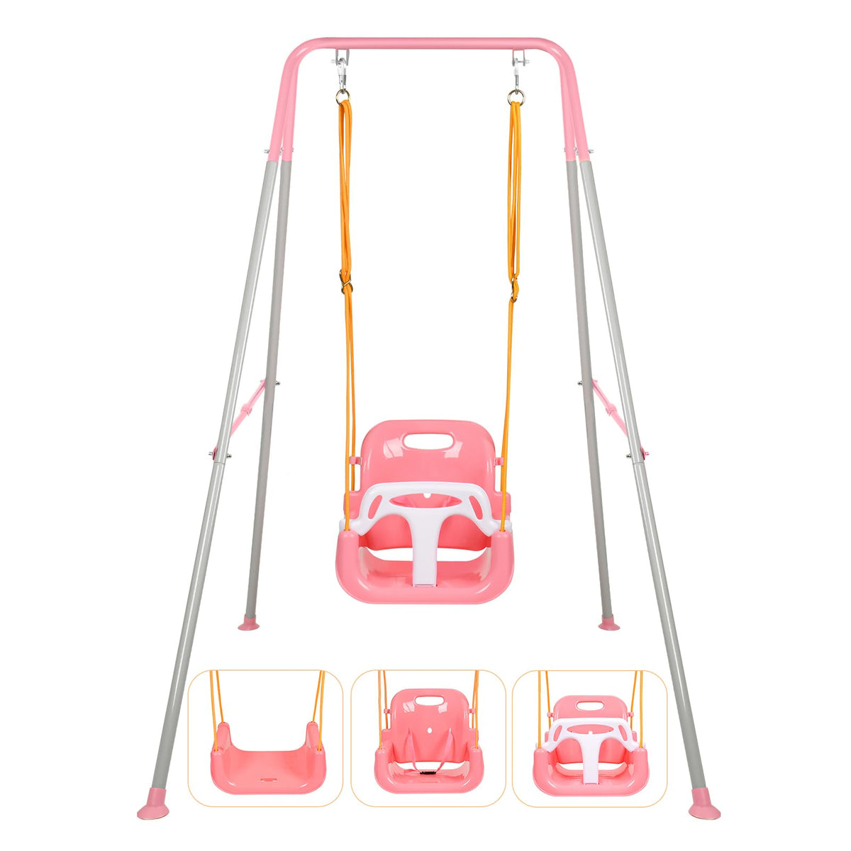 Bighaki808 3-in-1 Toddler Swing Seat in pink, supports active play and balance